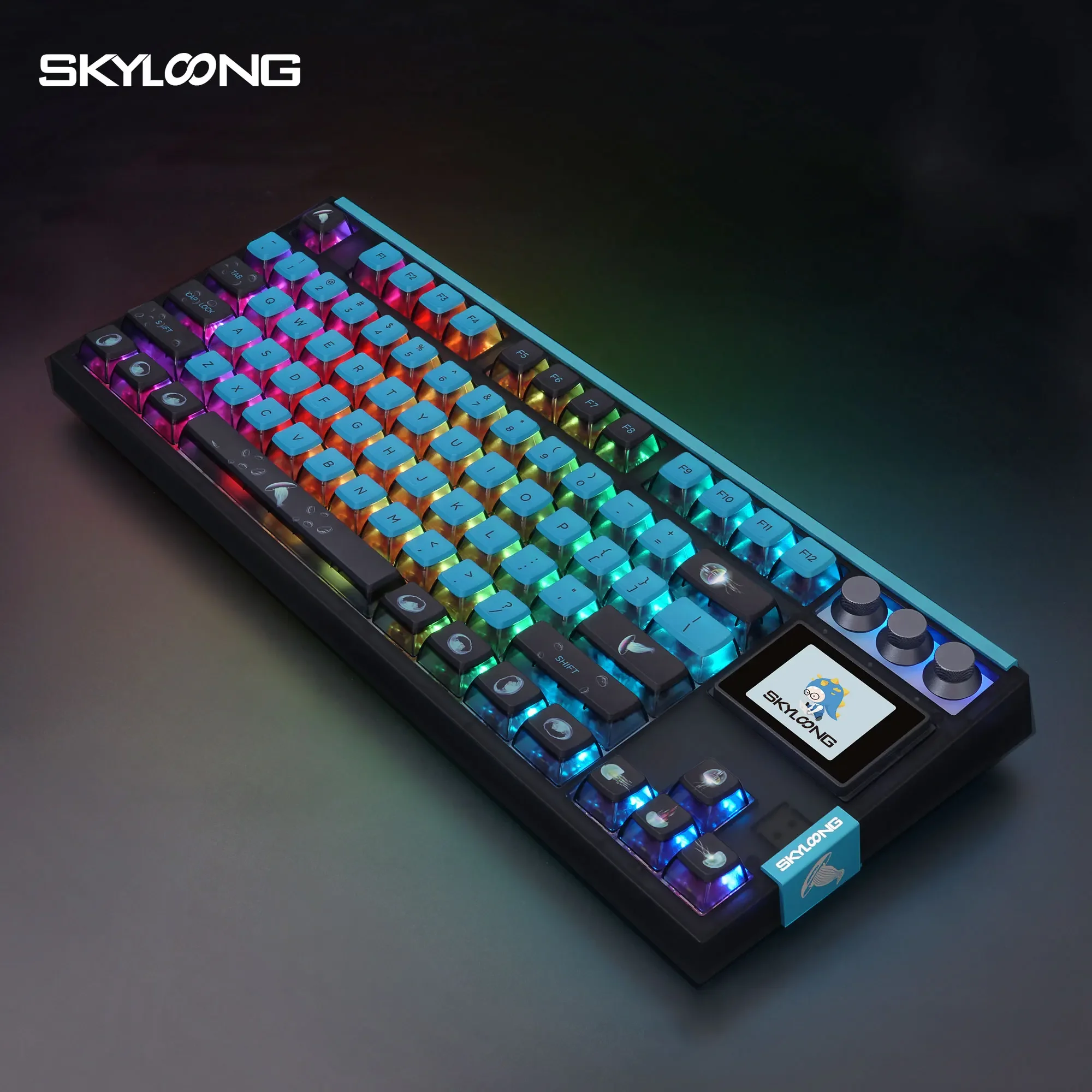 Nuovo arrivato Skyloong GK87 Pro 3 modalità Pudding keycaps schermo RGB Kailh Box Switch tastiera meccanica a tema spartano