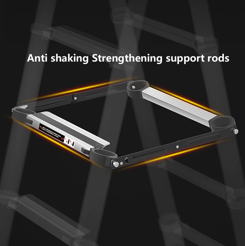 Aluminum Alloy Thickened Household Telescopic Ladder, Folding, portรกtil, espinha de espinha, Engenharia Lift Stair, 2.9M