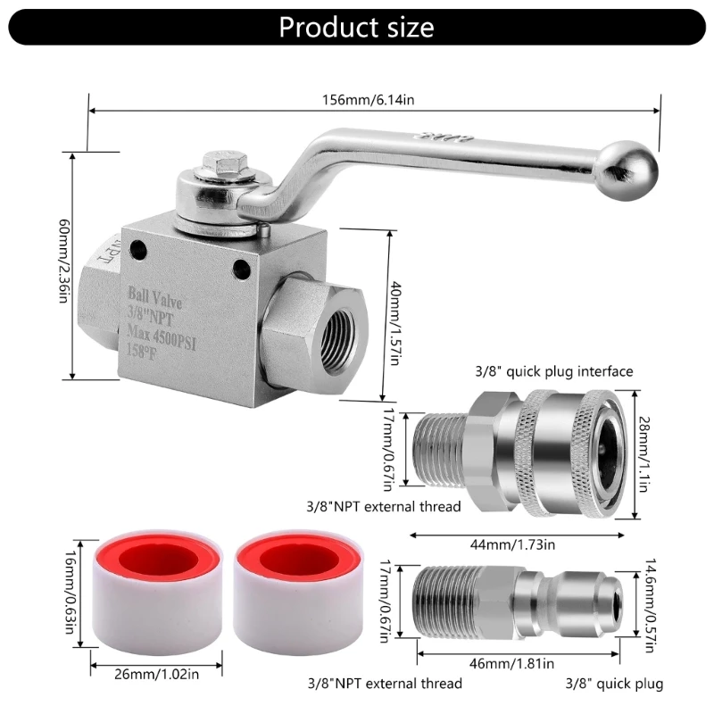 4500PSI Stainless Valves Set with 3/8 Inch Adapter High Pressure Valves
