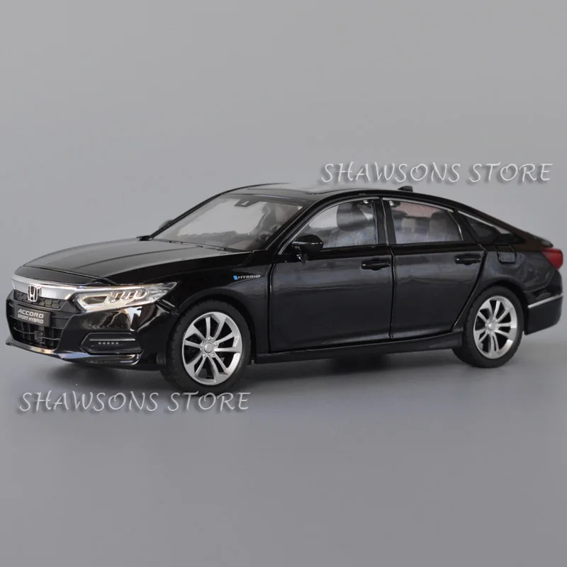 1:24 Scale Diecast Model Car Toy Accord Sport Hybrid Miniature Replica Pull Back Sound Light