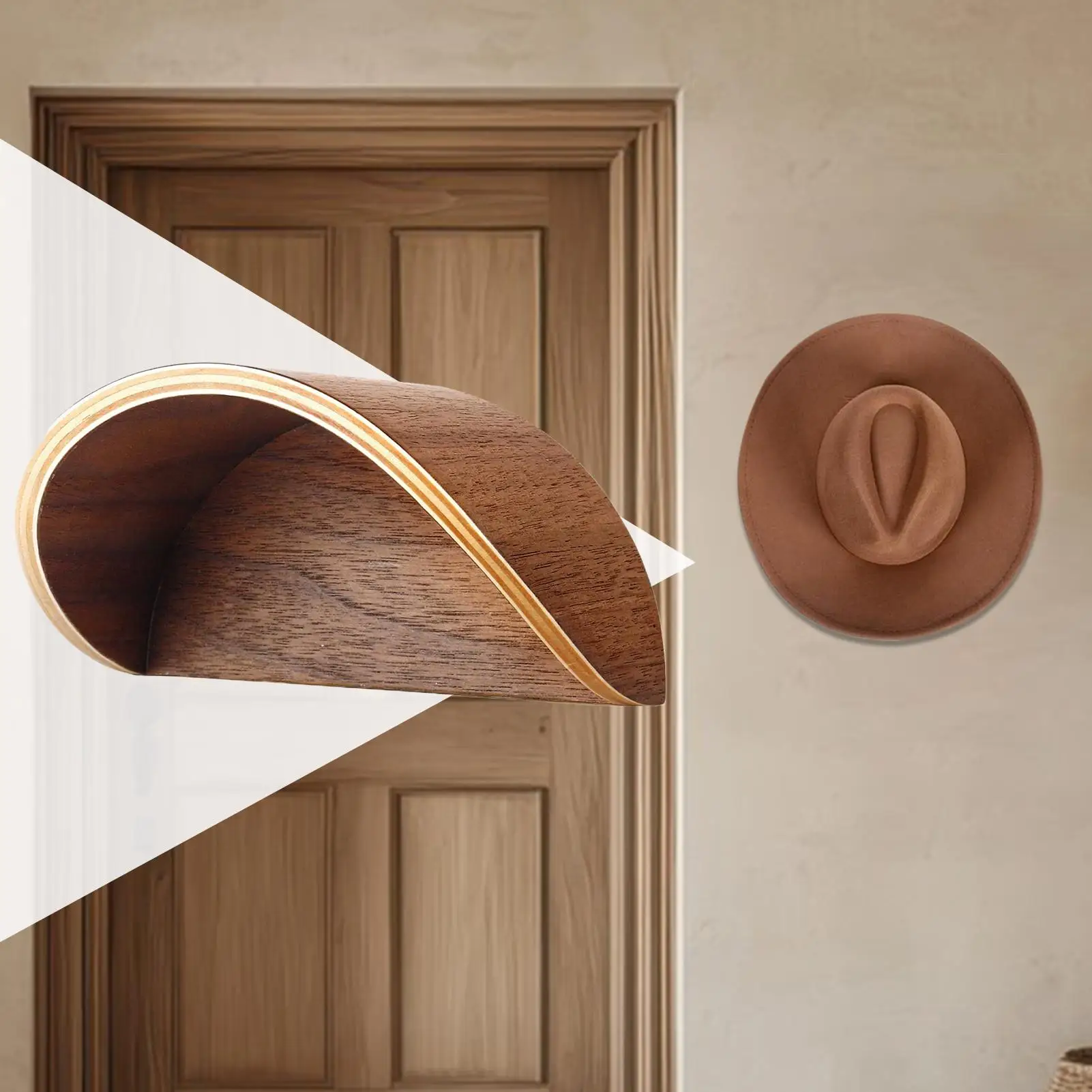 Wooden Wall-Mounted Hanger Organizer for Home Entryway Mudroom Cowboy Cap Storage  Cowboy Hat Rack Western Hat Organizer