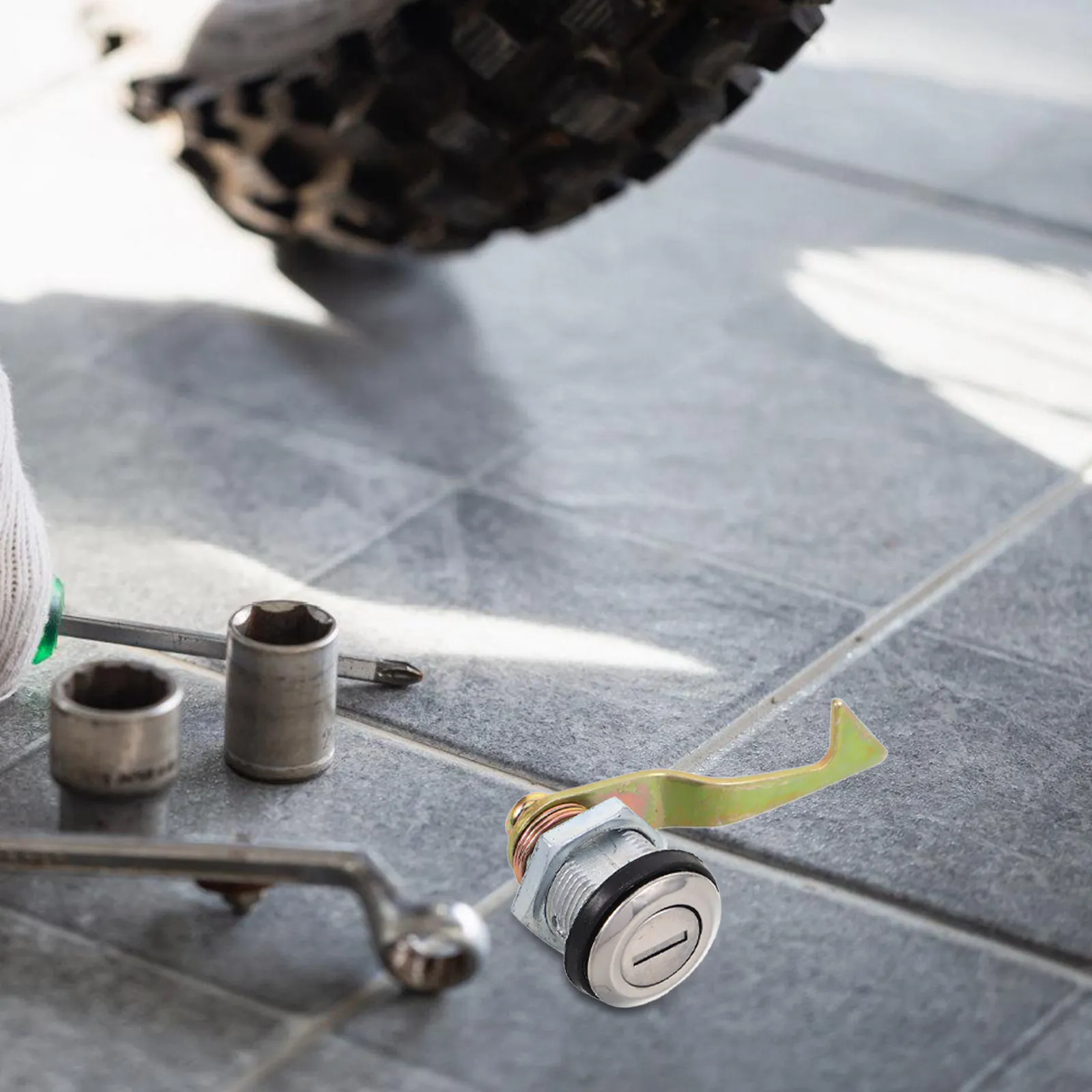 

Motorcycle Rear Trunk Lock Metal Heavy Duty Anti-Theft Tail Box Lock Easy Install Secure Storage for Electric Scooters