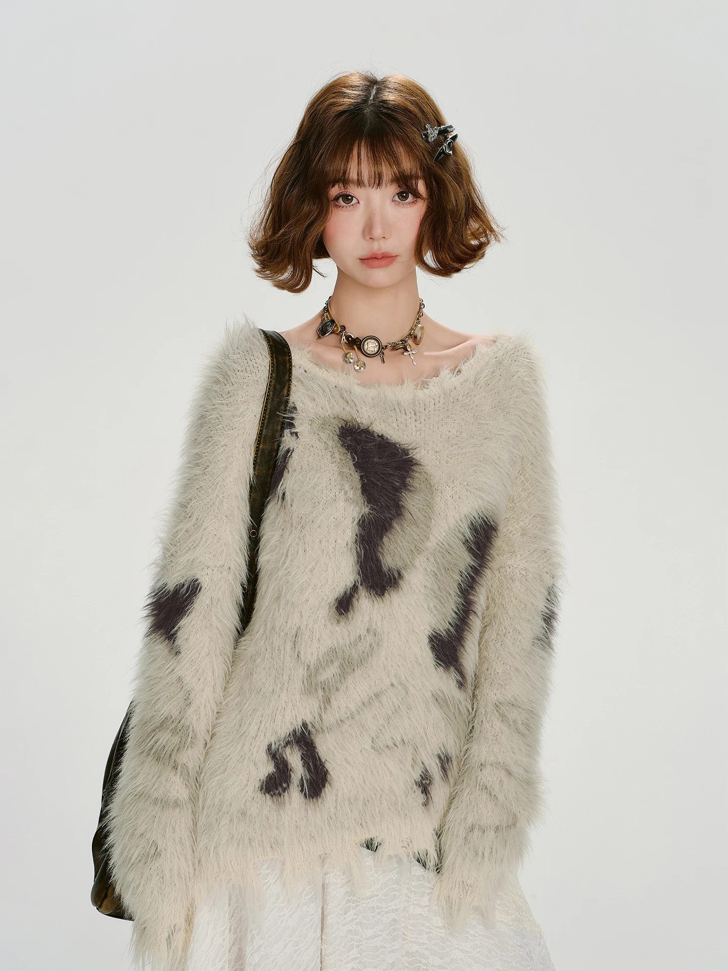 

Женский вязаный свитер в американском ретро-стиле с круглым вырезом, осенне-зимний, новый, теплый, мягкий, свободный топ