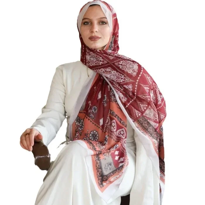 New Design Gamila Modal Scarf Satin Print Hijabs for Women Shawl Long Scarves Headband Poncho Echarpe Female Foulard