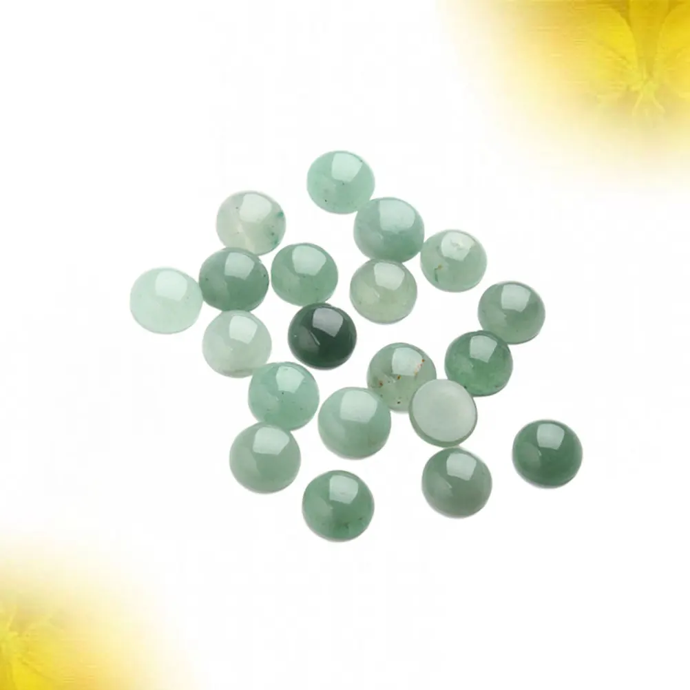 

20 Pcs Green Dongling Ring Face Glass Cabochons Bare Stone Gemstone Jewelry DIY Supplies Light Green Crystal Style Half Round