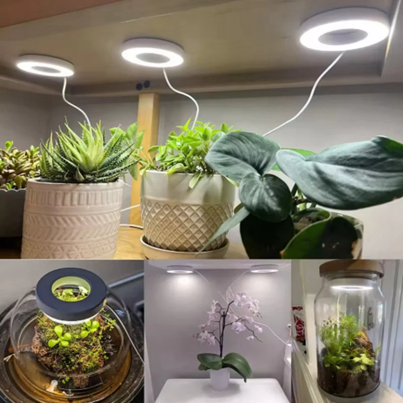TKOH-Spectre completo LED Coltiva la luce Temporizzatore di accensione/spegnimento automatico Soffitto sotto l'armadio Lampada per coltivazione di piante Halo Luce gialla e bianca