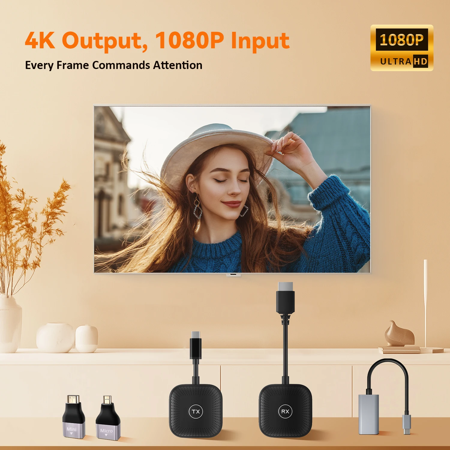 1080P 50m موسع لاسلكي فيديو الارسال والاستقبال عرض محول لماك بوك الكمبيوتر المحمول إلى التلفزيون العارض