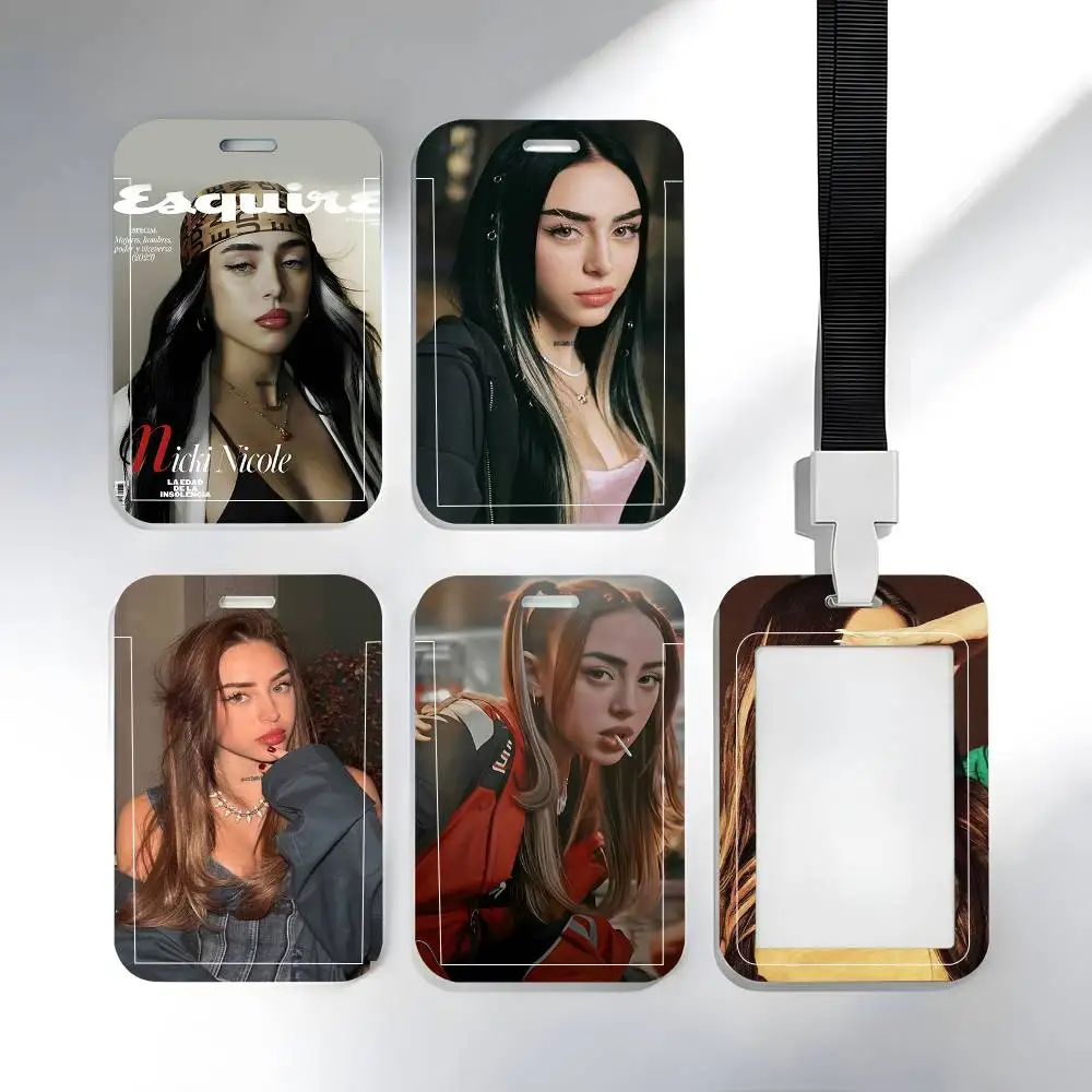 1 unidad Funda protectora para tarjetas de identificación, tarjetas escolares, tarjetas de acceso, tarjetas de autobús y tarjetas de comida, con diseño de la cantante y rapera argentina N-Nicki Nicole, de fácil inserción.