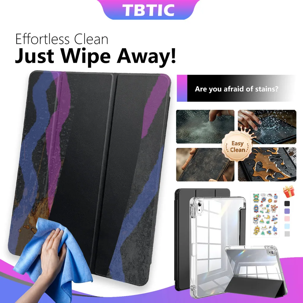 

TBTIC For IPad Case With Pencil Holder Air 7 6 M2 Pro11 2024 Air 5 4 10.9 11th 10th 9th 8th 7th 10.2 Mini 6 Stain Resistant Case