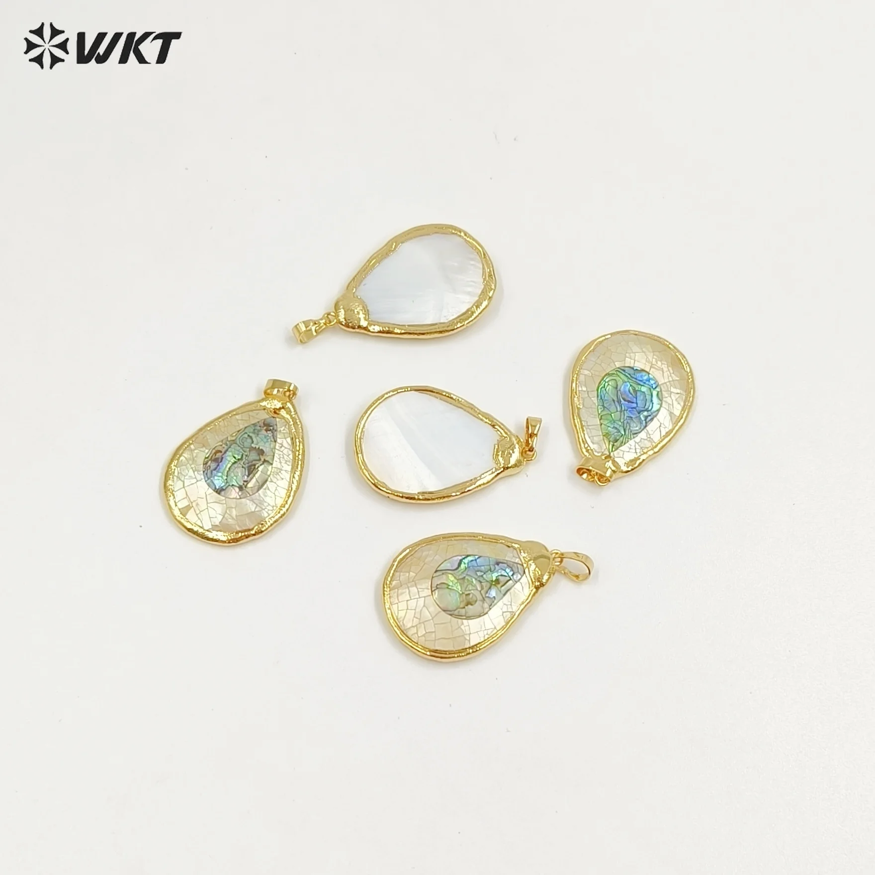 WT-JP414 Exquisite High Quality Natural Shell Pendant With Gold Electroplated Waterdrop Shape For Women Jewelry Finding DIY