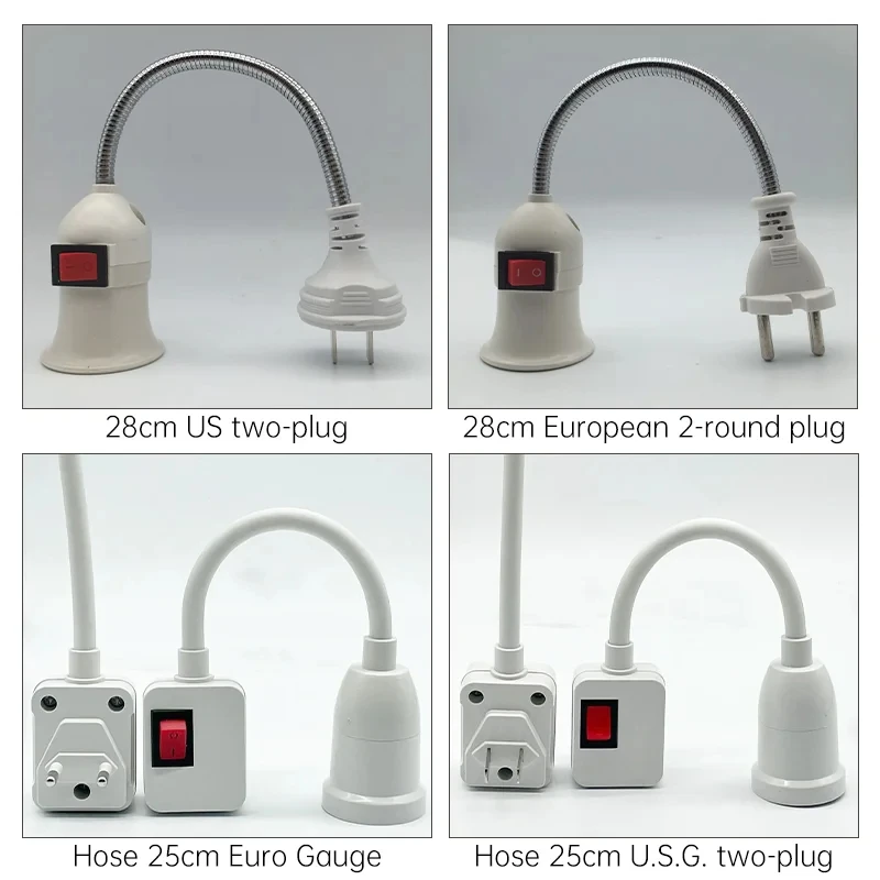 Podstawa lampy E27 ze stali nierdzewnej Elastyczne zginanie Mobilne światło testowe Głowica światła Adapter wtyczki Przełącznik Gniazdo żarówki LED