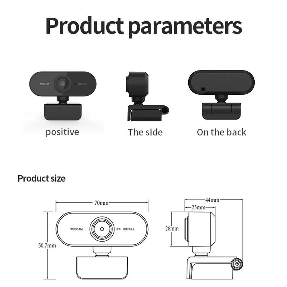 Mini webcam HD 1080P avec microphone, interface USB prenant en charge l'ordinateur portable de bureau, adaptée aux conférences d'appel vidéo en direct