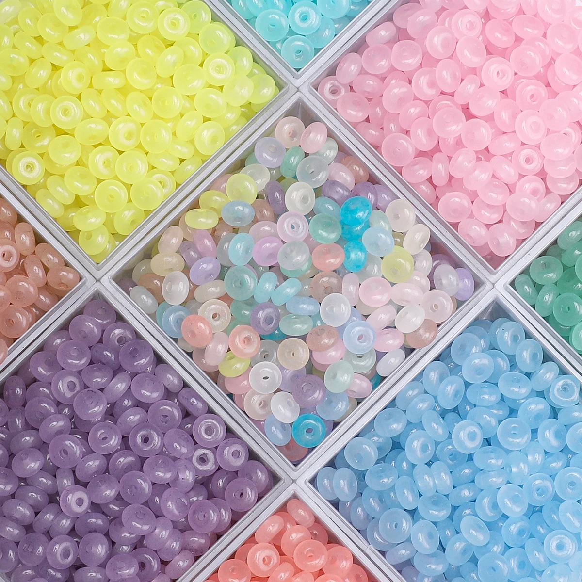 3x6mm10G/Bag Domestic Super Excellent Glass Rice Beads Imitation Jade Abacus Beads Colorful Unique Scattered Beads Handmade DIY