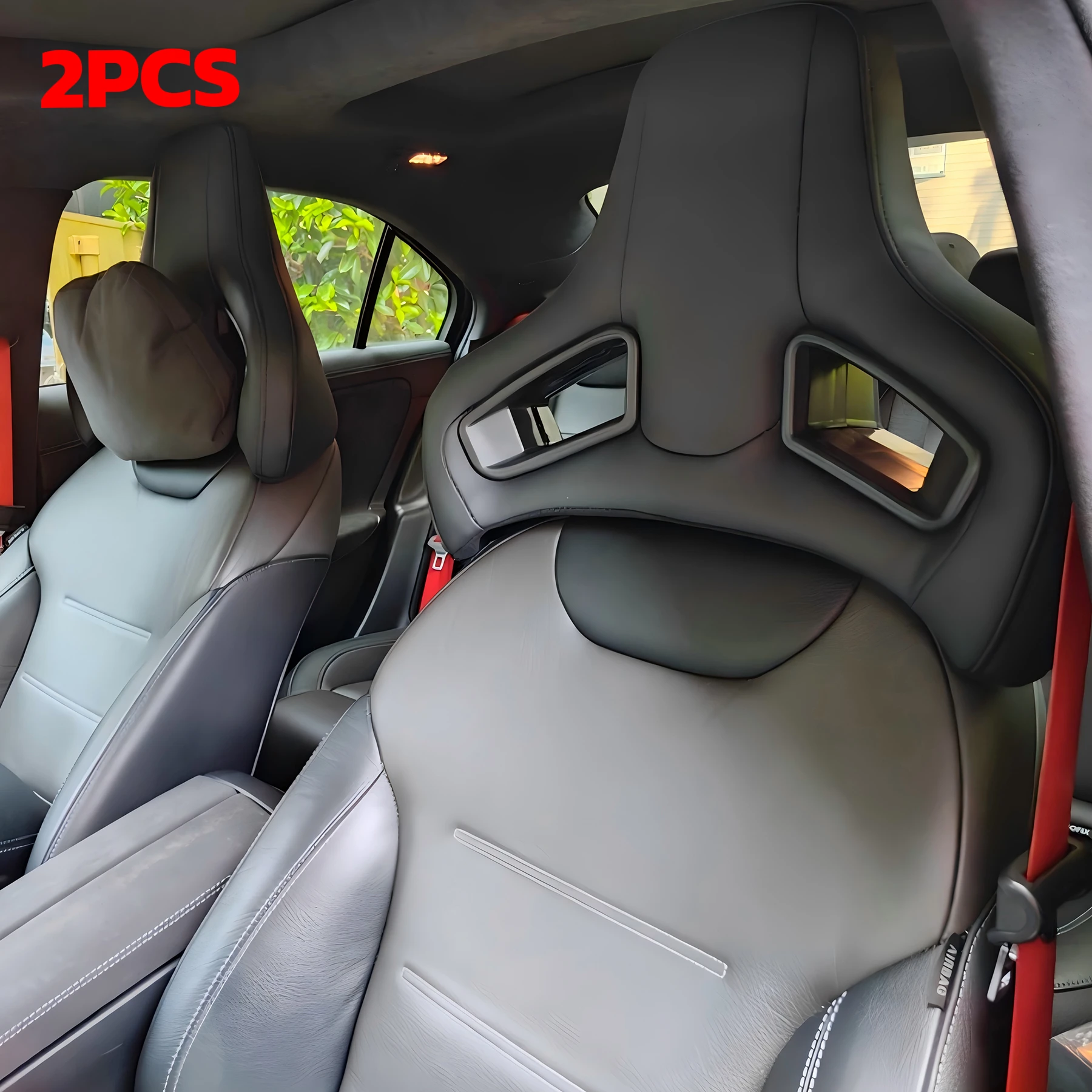 

2pcs Racing Headrest with Plug&Play System 10mm 12mm 14mm Universal Seat Headrest PVC Leather Comfort Car Neck Pillow Cushion