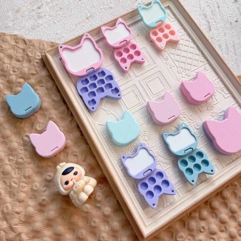 Empty Watercolor Palette Cute Cat Head Watercolor Paint Packaging Box College Student Travel Portable Art Supplies