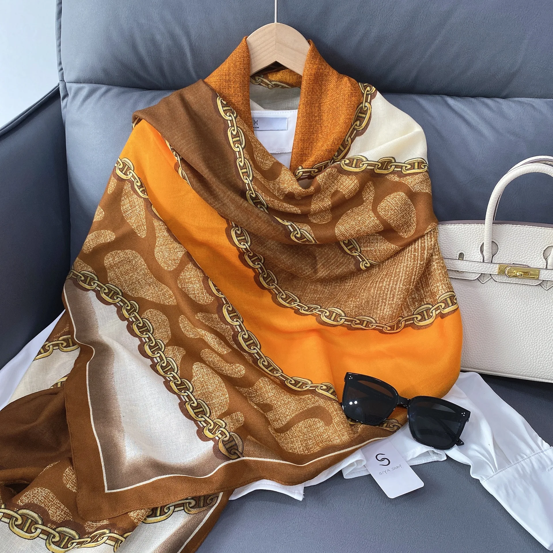 Summer air-conditioning office shawl multi-purpose women's new cotton and linen feel scarf with fashionable foreign style gauze