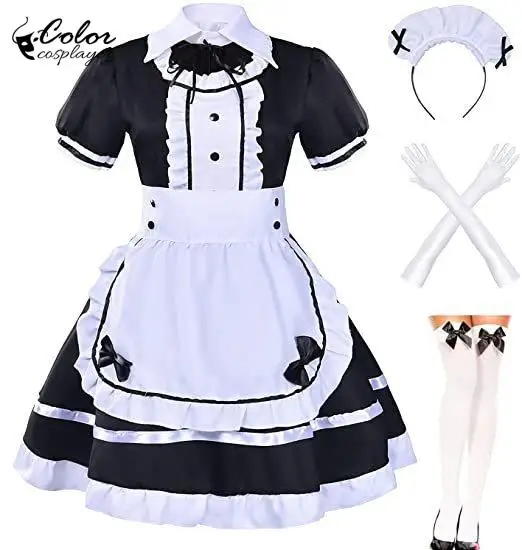 انمي ياباني فتاة دور لوليتا مجموعة الوردي خادمة تأثيري حلي القهوة السوداء خادم موحدة كوميك كون الزي فستان الحفلات