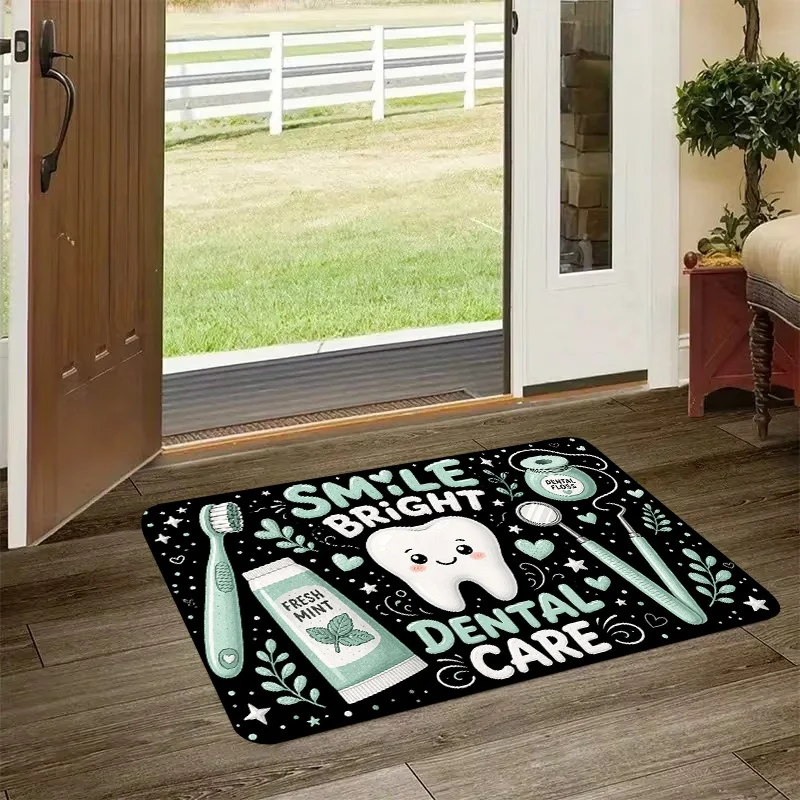 Minimalist Black White Smiley Face Print Doormat Non Slip Washable Entrance Rug Indoor Bathroom Floor Mat Home Decor