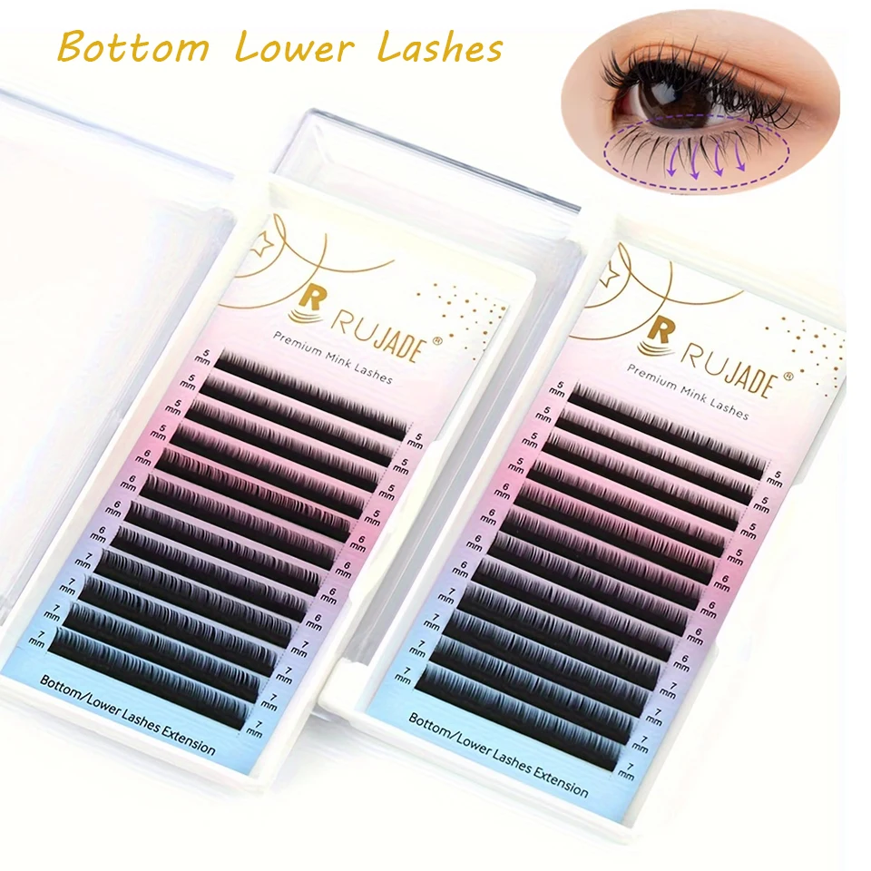 

RUJADE Bottom Lower Lashes 5 6 7 8 9mm B/C/CC/D Curl Under Eyelashes Individual Lashes Natural Short Mink Eyelash Extensions