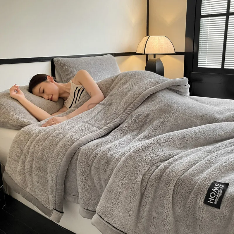 جديد الصف أ نصف الجانبين الصوف الخريف الشتاء الدفء البطانيات لينة رقيق الدفء أريكة البطانيات لرمي القيلولة شال بطانية