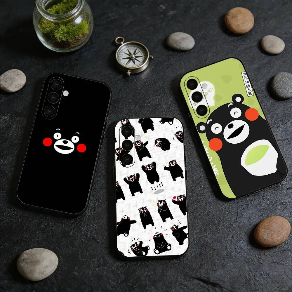 funny Cartoon K-Kumamon  Black Soft Case for Samsung Galaxy A73 72 71 70 53 52 A1 Others Cover