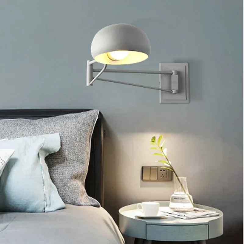 Modern Metal Creative Bedroom Bedside Light On The Wall Scalable Long Arm Work Read and Writing Wall Lamp