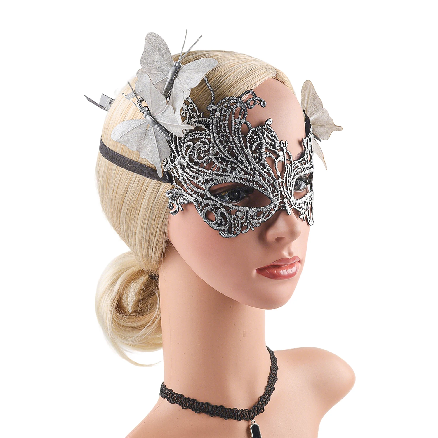 Demi-masque de princesse papillon en dentelle romantique pour femmes, masque pour les yeux Sexy, accessoire de bal pour fête d'halloween pour adultes