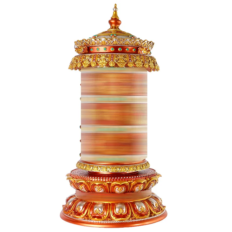 Prayer roller, electric runner, copper-colored resin silent ornament, plug-in.