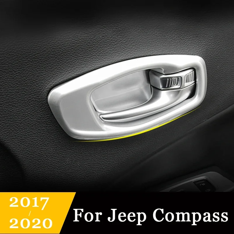 ABS Inner Door Handle Bowl cover trim Frame car styling protector sticker fit for Jeep Compass 2017 2018 2019 2020 accessories view 2