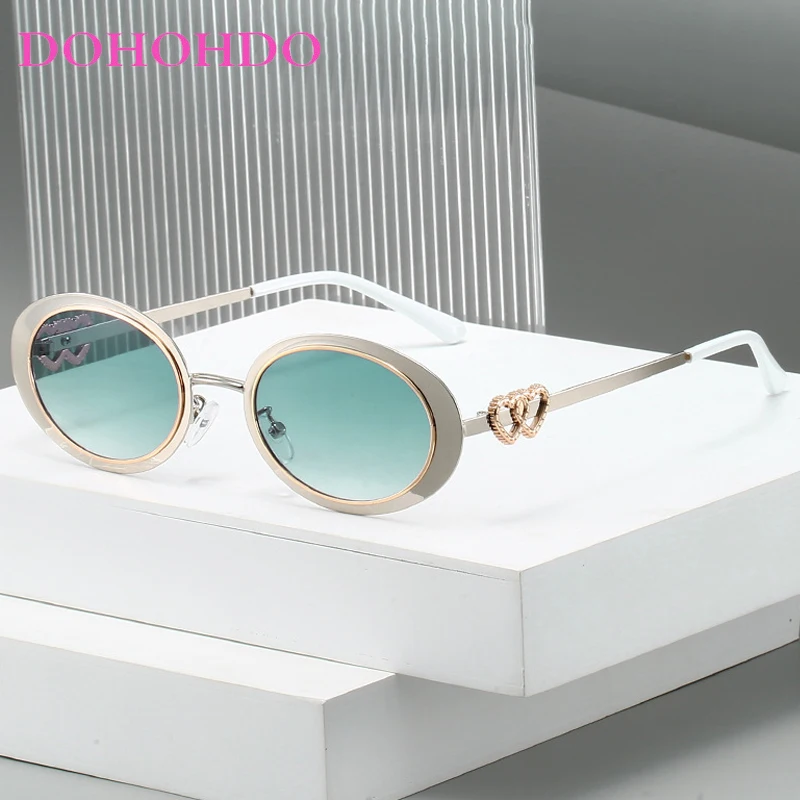 

New Fashion Metal Small Oval Sunglass Female Luxury Designer Shades Street Photography Summer Traveling Eyewear Male UV400 Очки