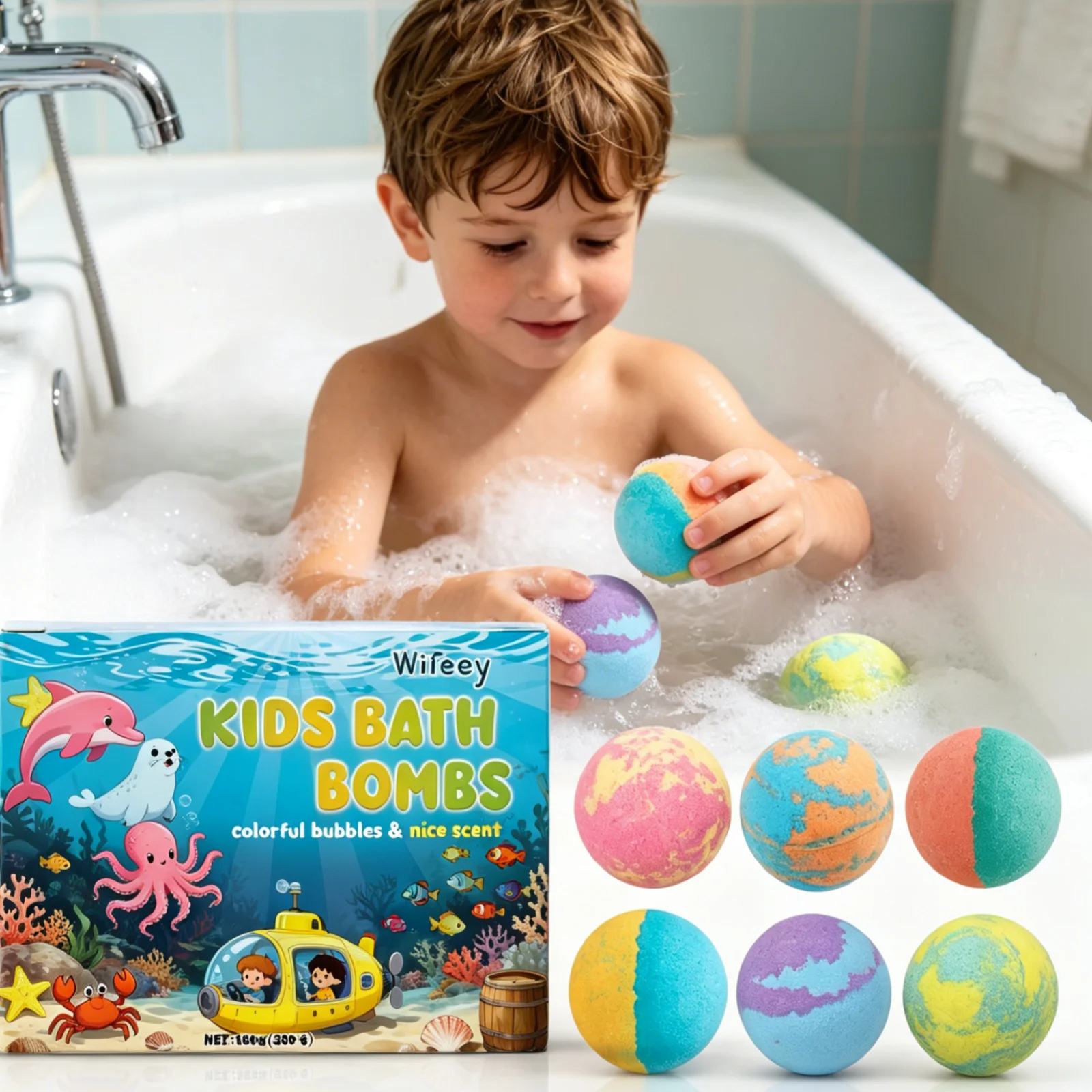 Children's Day Gift Kids Bath Bombs Moisturizing Skin Brightening Silky Soft Skin Colorful Bubbles Fragrance Children Bath Ball