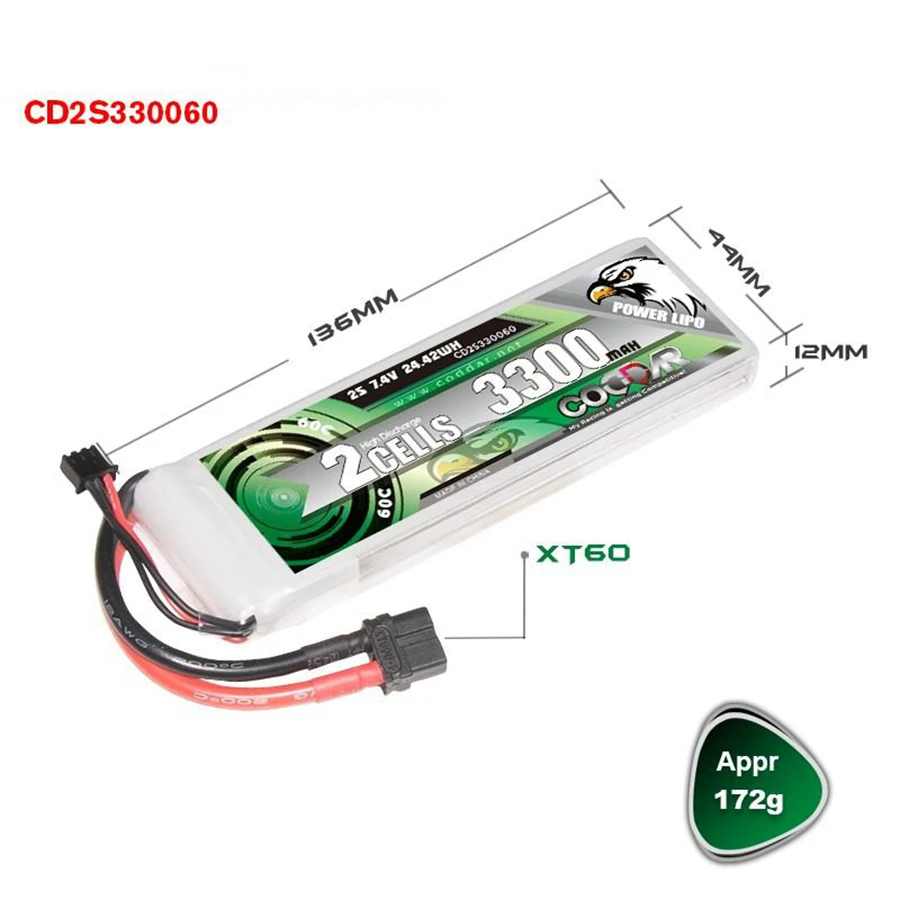 CD2S-6S330060 3300MAH 2S 3S 4S 5S 6S 60C Helicopter Model Lithium Battery