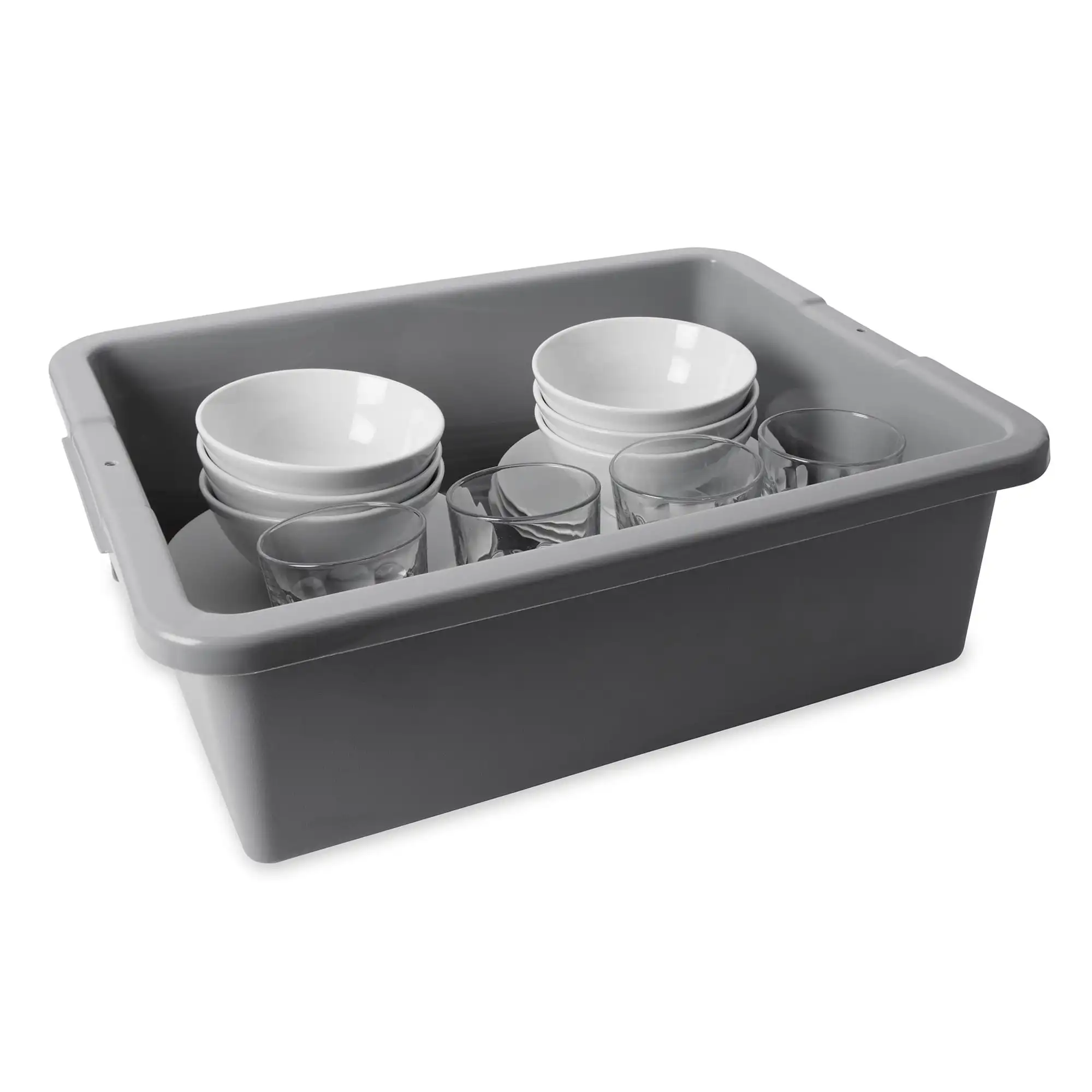 

Rubbermaid Commercial Fg 335100 Gray 7.13-Gallon 21.5 In. X 17.13 In. X 7 In. Bus/Utility Box - Gray
