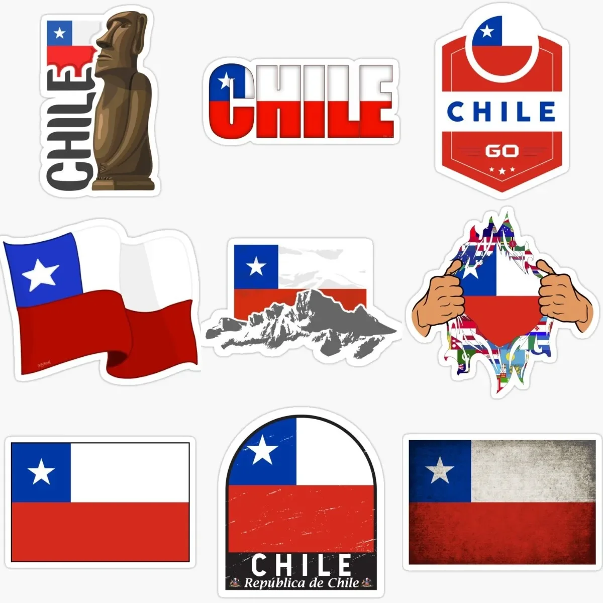 

Creative Chile Flag PVC Waterproof Sticker for Decorate Covered Scratch Camper Motorcycle Car Window Bicycle Fridge Table Wall