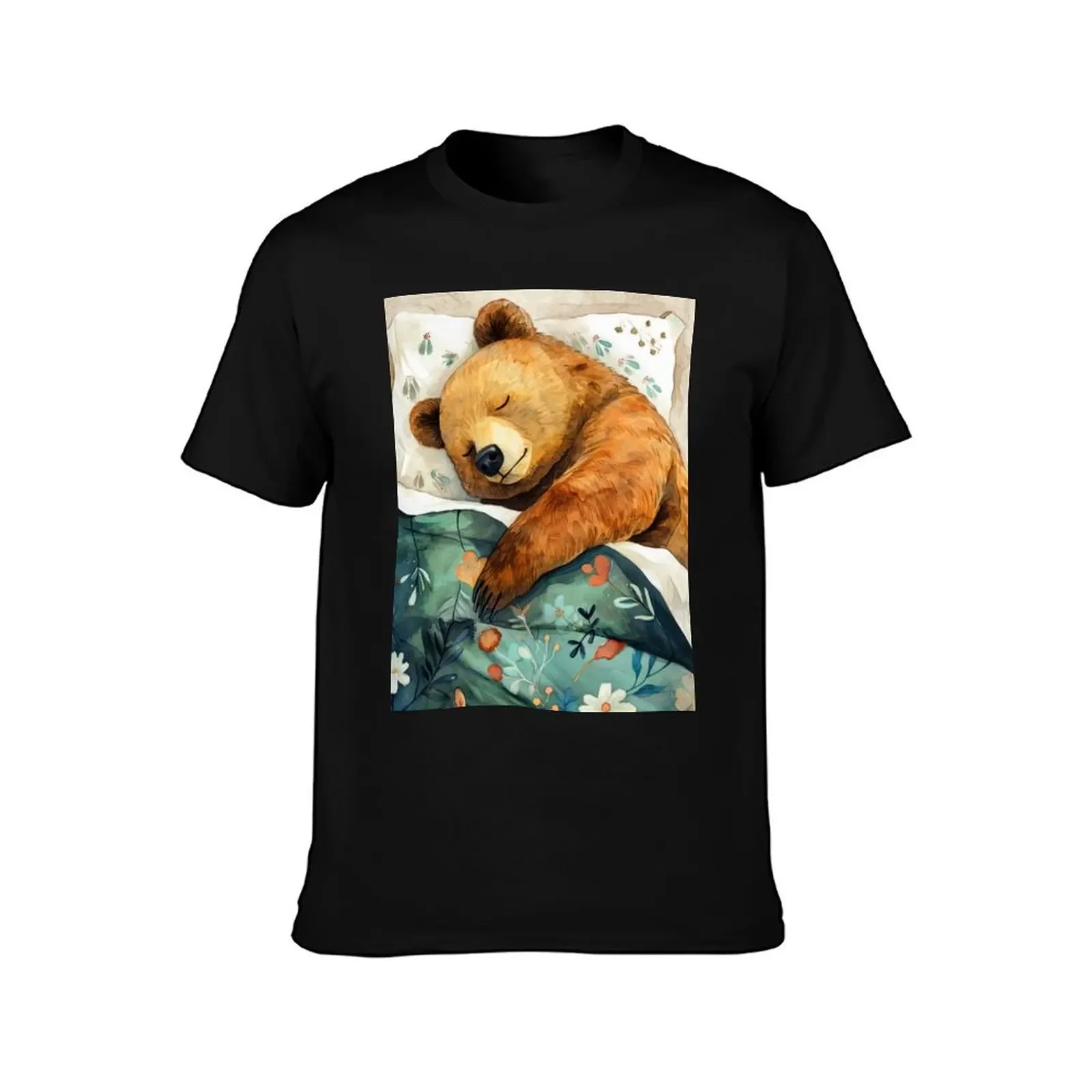 Bear portrait watercolor art #bear T-Shirt graphic shirts kawaii clothes man t shirt fruit of the loom mens t shirts