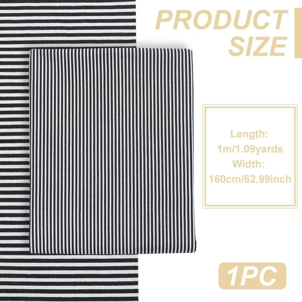 1.09 Yard Black White Stripes Cotton Fabric 63inch Wide Stripes Sewing Fabric Rectangle Cotton Fabric with Strip Pattern