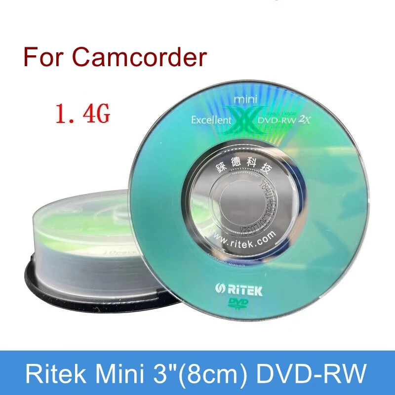 

1 шт./4 шт./10 шт. Ritek Mini 3 дюйма (8 см) DVD-RW перезаписываемый диск 1,4 г 30 минут пустой диск для видеокамеры