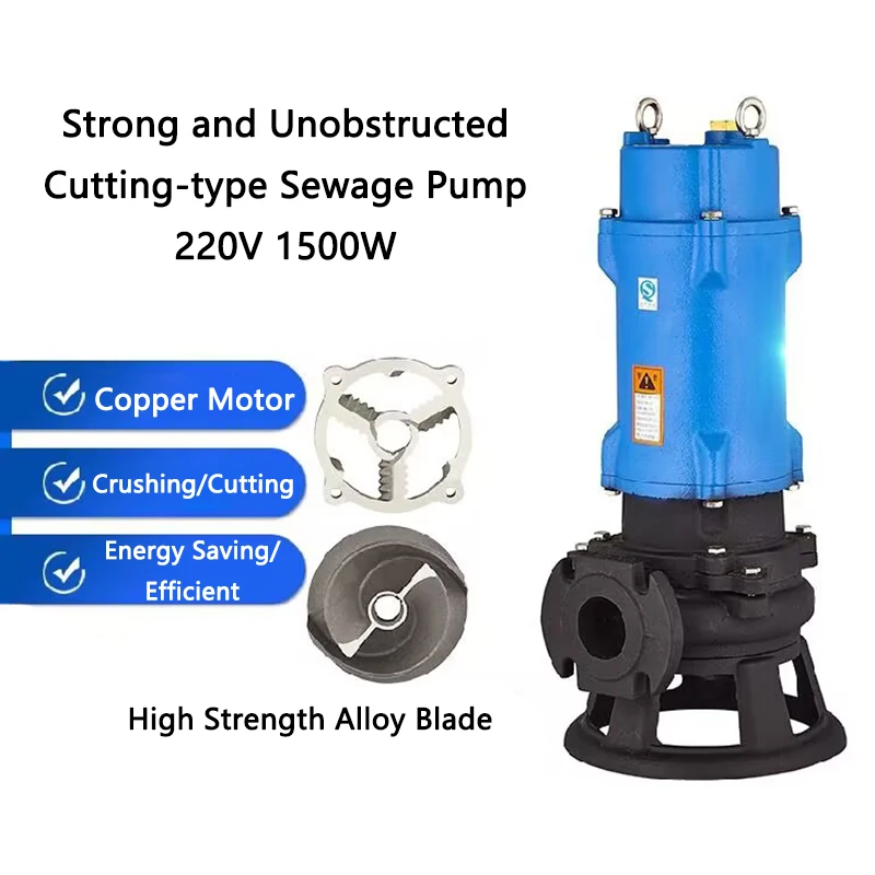 1.5KW Submersible Sewage Pump with Cutting Reamer Impurity Suction Pump for Aquaculture Sewage Treatment