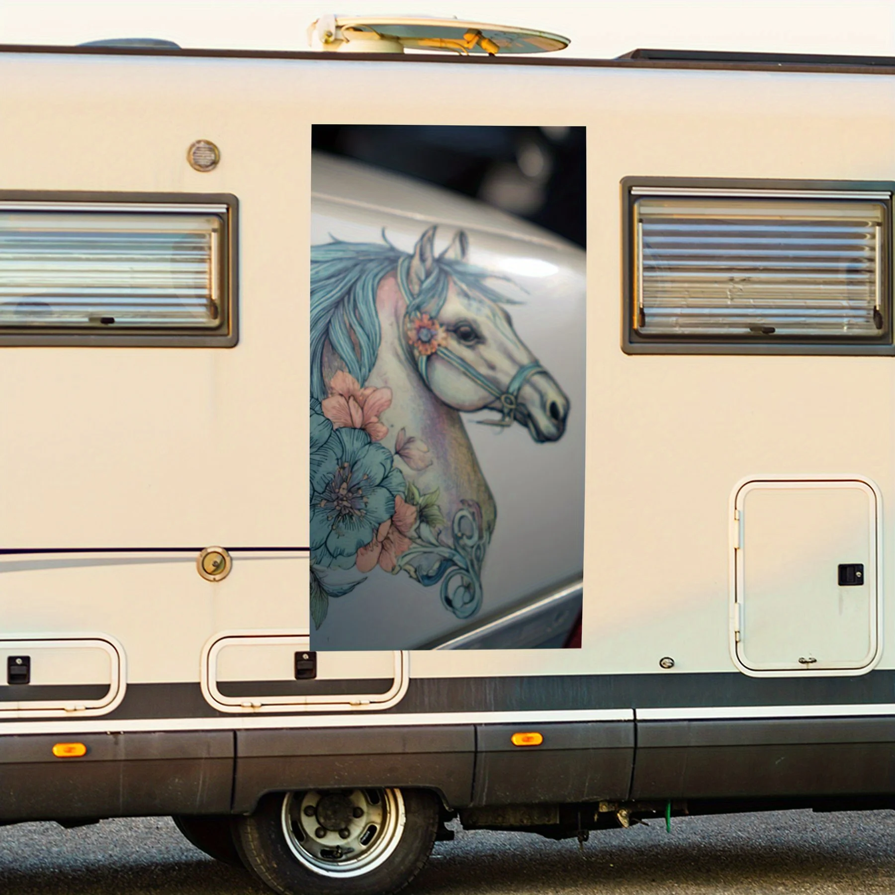 

Лошадь с декором - виниловая наклейка на заднюю часть автофургона, водонепроницаемые самоклеящиеся виниловые наклейки для хвоста и бампера автомобиля, украшение - Prote