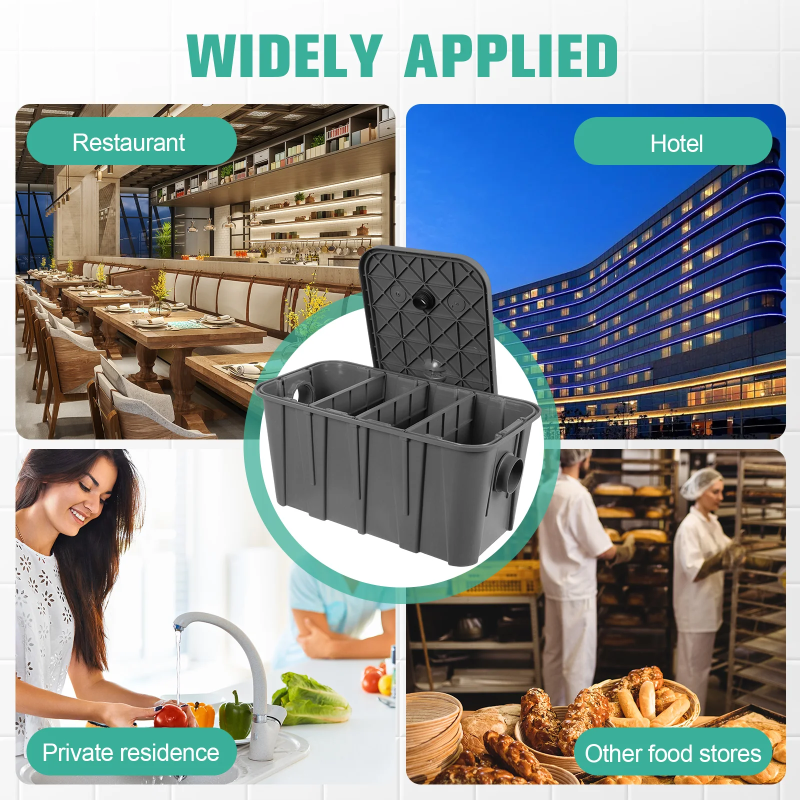 Commercial Grease Interceptor Trap Prevents Clogs and Odors Interceptor Oil-water Separator for Restaurant Canteen Home Kitchen