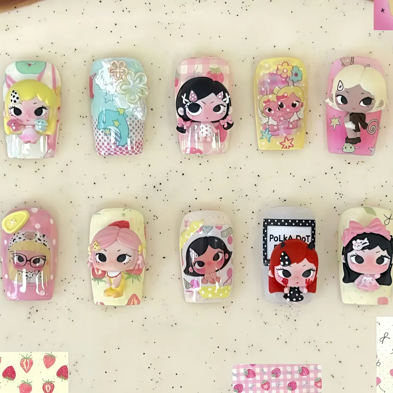 Niedliche Cartoon-Mädchen 3D-Silikonform für Nägel, DIY-Puppe, Hase mit Brille, Nagelkunst-Deko, Gießform für Kunstharz, Maniküre-Zubehör – Detail 4
