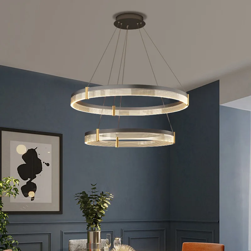 Modern Luxury Led Ceiling Chandelier Nordic Circular Ring Chandelier for Living Room Bedroom Room Indoor Lighting Hanging Lamp