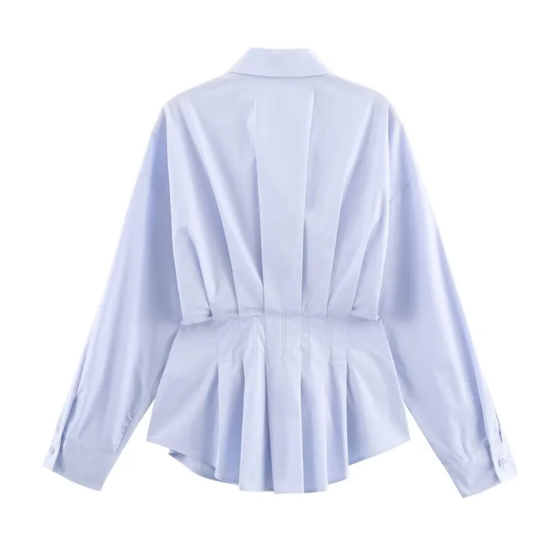 HipSeam Dames Shirt met Plooien Herfst 2025, Nieuwe Mode Lange Mouw Knop Dame Blouses Chique Vrouwelijke Tops