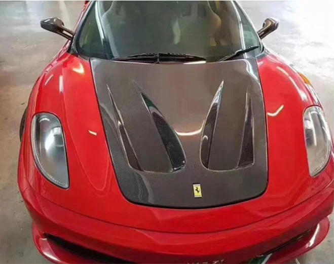 

Новинка! Капот из настоящего углеродного волокна для Ferrari F430 2005 2006 2007 2008 2009, передняя Крышка вентиляционного отверстия капота двигателя