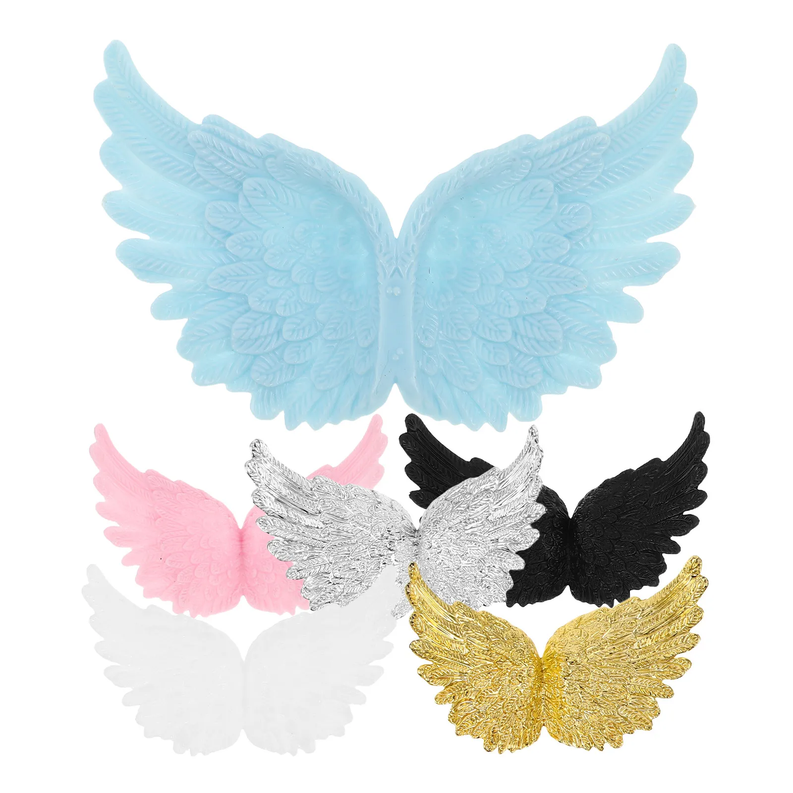 6Pcs Realistic Detail Angel Wings Multi-Color Plastic Decorative Wings for Christmas Crafts DIY Cake Decorating Party Holiday