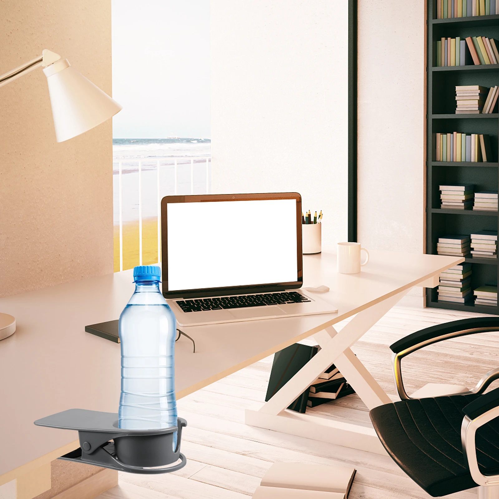 

Cup Holder Desk with Clamp Cups Table Side Mug Clip Design Holders for Office Work