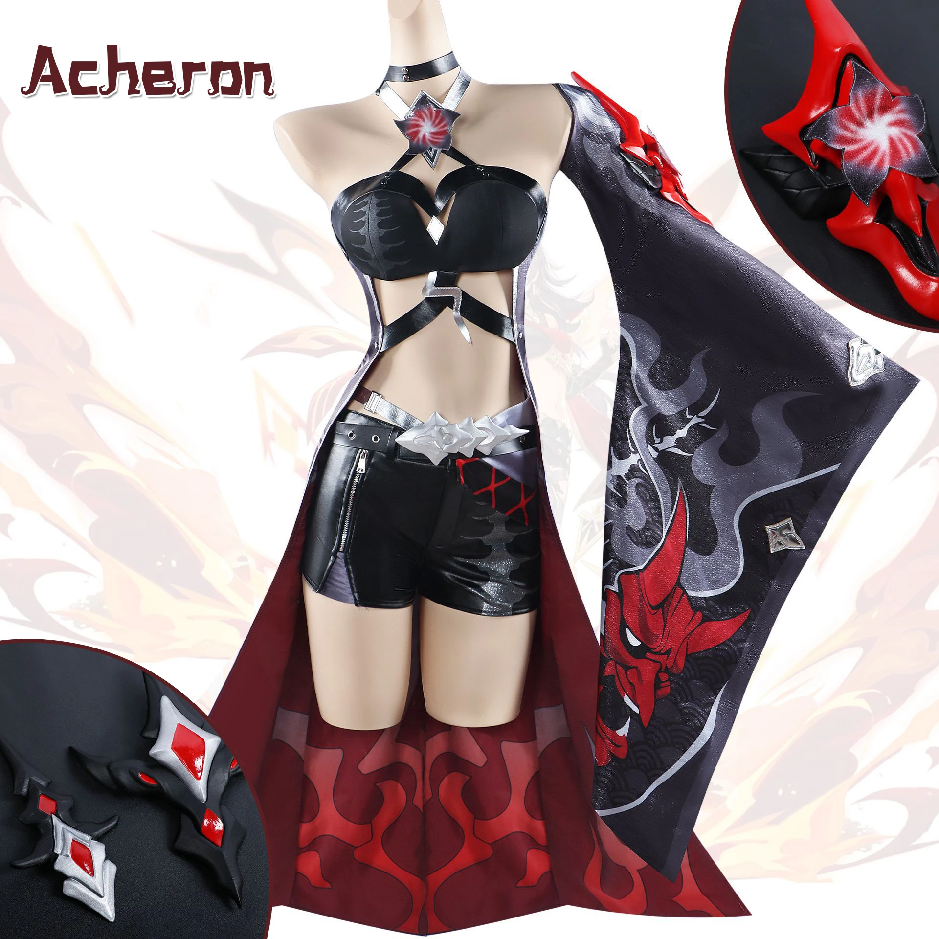 Acheron Cosplay Costume Honkai Star Rail Huang Quan Red Cosplay Costume Full Set Dress Outfit Wig Carnival Uniform