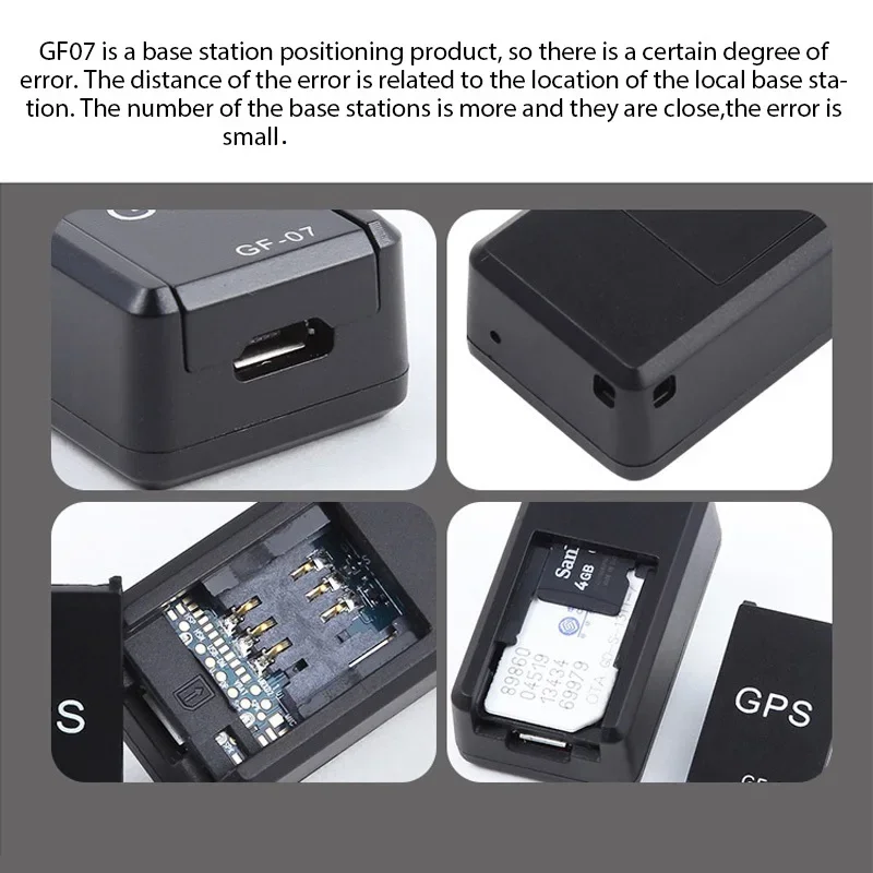 เครื่องติดตามรถยนต์ขนาดเล็กระบบ GPS GF07อเนกประสงค์ป้องกันการสูญหายอุปกรณ์ติดตามแบบเรียลไทม์บันทึกการติดตามติดแม่เหล็กเครื่องป้องกันการสูญหาย