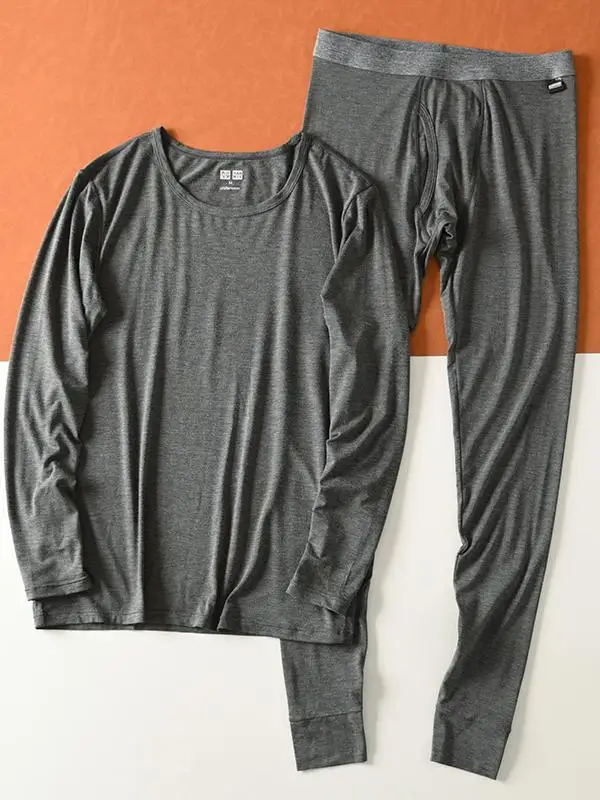

Warmth Innerwear Set Couple's Slim Fit round Neck Thermal Underwear Men's Section Try Room Available Long Pants Autumn Winter