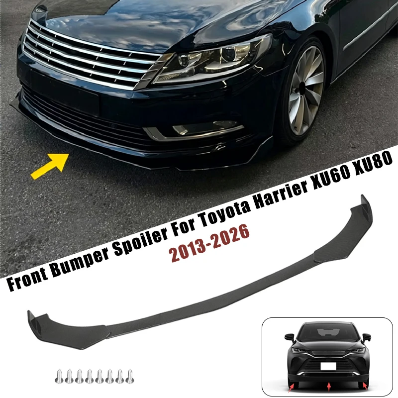 Sport Front Bumper Splitter Spoiler Lip For Toyota Harrier XU60 XU80 2013-2026 5Pcs Adjustable Sectional Car Tuning Body Kit